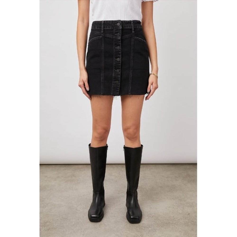 Rails The Canyon Mini Skirt Faded Black Button Front Denim Size 26